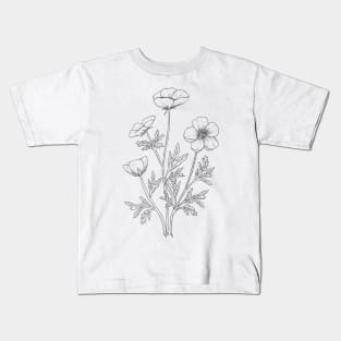 Buttercups Line Art Kids T-Shirt